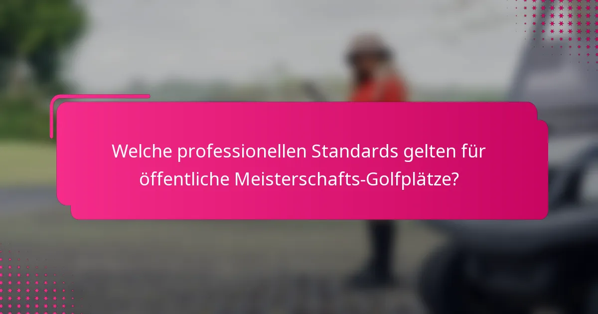 Welche professionellen Standards gelten für öffentliche Meisterschafts-Golfplätze?